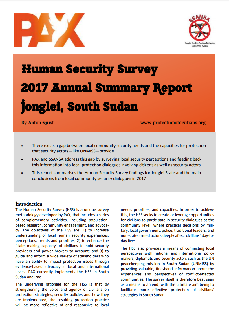 HSS 2017: Summary findings from Jonglei, South Sudan